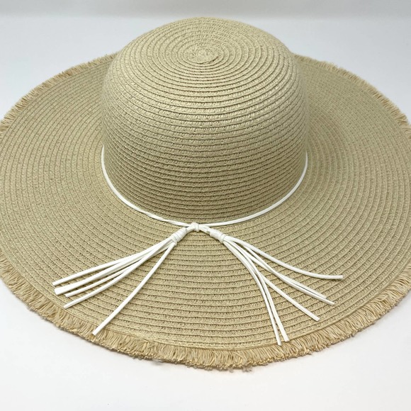 Cappelli Straworld Tan Straw Sunhat With White Tassel One Size New - Picture 5 of 9